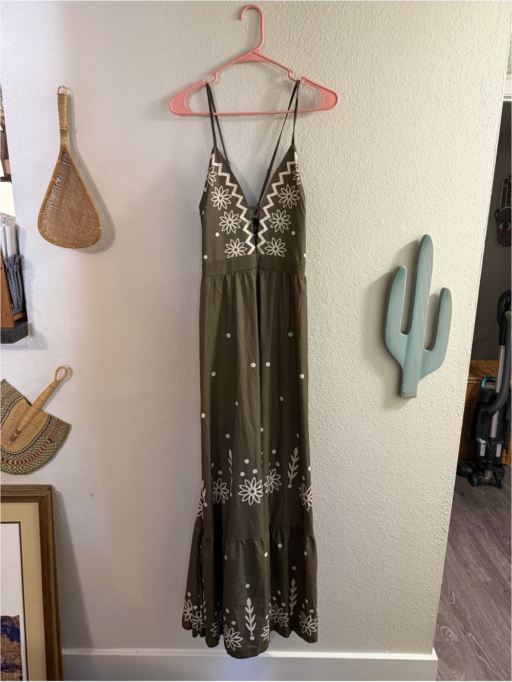 [NWOT] green boho maxi dress